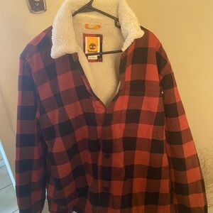 Timberland Red and Black Plaid Jacket